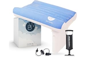 BleuWhisk Aero Toddler Travel Bed - Inflatable Airplane Round Form Bed for Kids, Portable Air Mattress for Toddlers with Rais