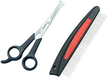 Professional pet Grooming Scissors Set Eye Scissors + pet Comb, Stainless Steel Dog Eye Cutter for Dogs and Cats, Pet Grooming Comb, Professional Grooming Tool