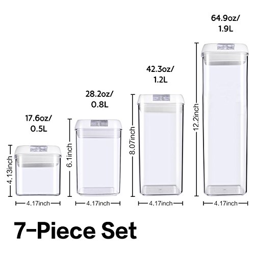 Air-Tight Food Storage Container Set - MCIRCO 7 Pieces Set Food Container with Bonus 20pcs Chalkboard Labels - Durable Plastic BPA Free - Easy Lock Lids to Keep Food Fresh