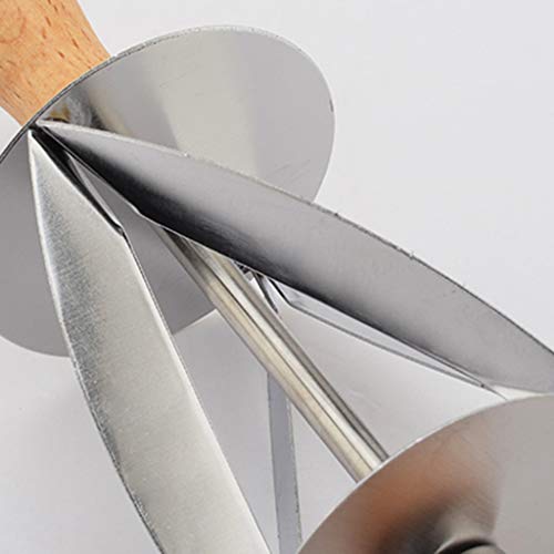 Stainless Steel Rolling Croissant Knife,Rolling Cutter for Croissant Bread Wheel Dough Pastry Bakeware Accessories Cake Cookie Cutters (Silver) - Thumbnail 3