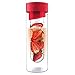 Asobu Flavor It 20 Ounce Glass Water Bottle With Fruit Infuser, Red