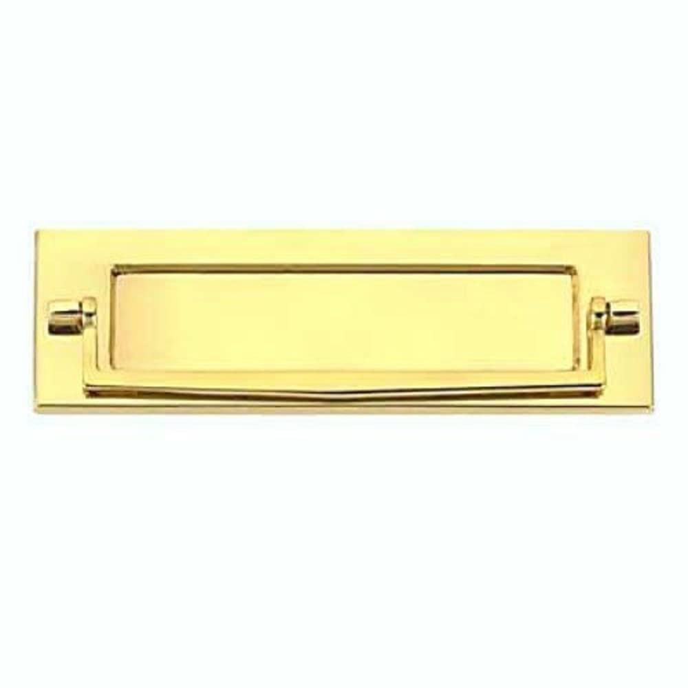 Merriway BH01875 Victorian Style Sprung Letter Plate with Knocker, 250 x 75mm (10 inch x 3 inch) -Polished Brass Plate & Knocker