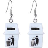 QLUYCKW Funny Weird Earring for Women Unique Creative Cute Handmade Toilet Bathtub Yellow Trash Can Water Dispenser Drop Dangle Ear Hook Earrings Jewelry