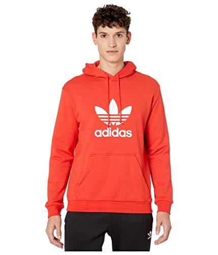 adidas Originals Men's Trefoil Hoodie Sweatshirt, Lush Red, L