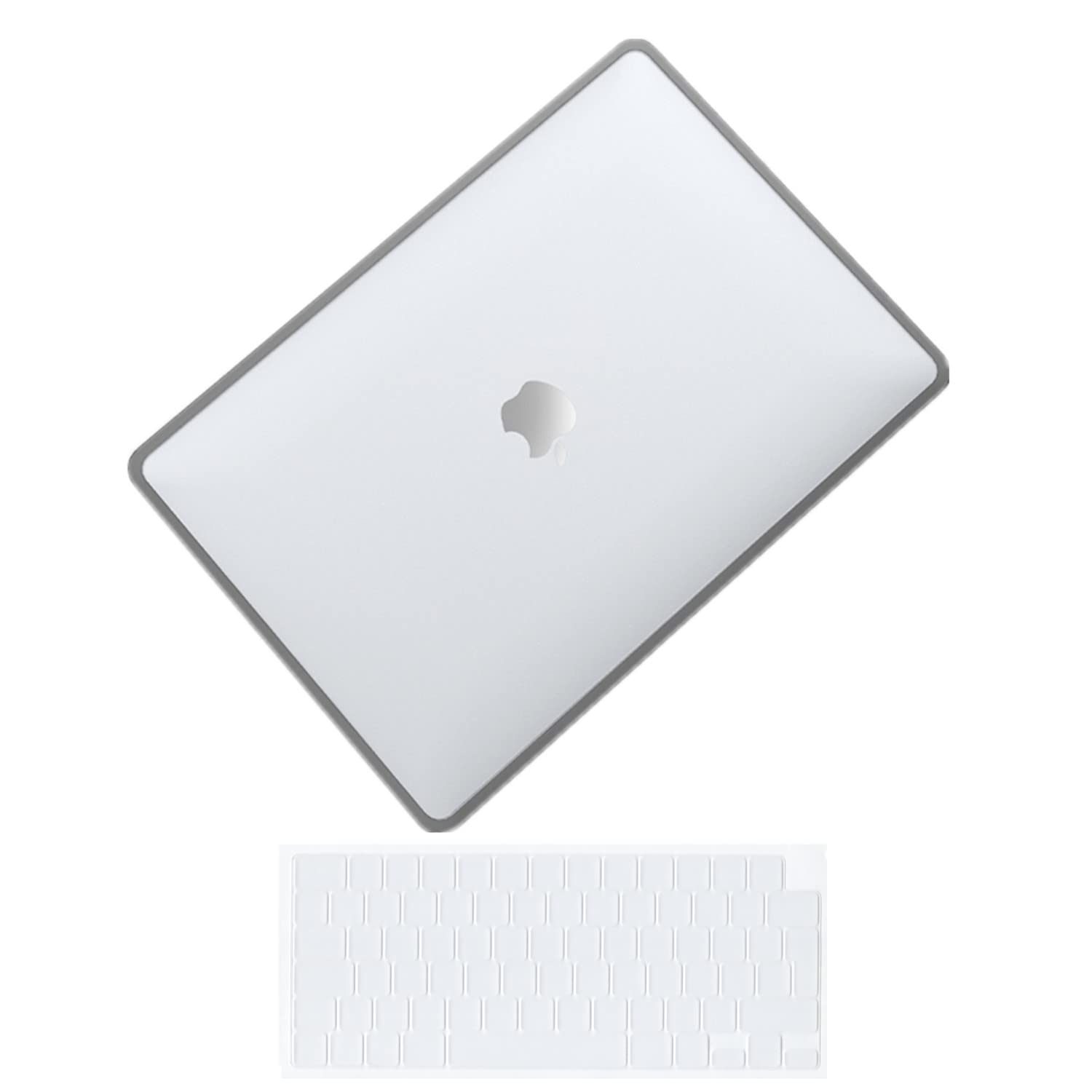 Se7enline Compatible with MacBook Pro 16 inch Case 2024 2023 2022 2021 M4 M3 M2 M1 A2485 A2779 A2991 A3403 TPU+PC Anti-Fingerprint Matte Finish Hard Shell Case & Keyboard Skin, Transparent&Gray