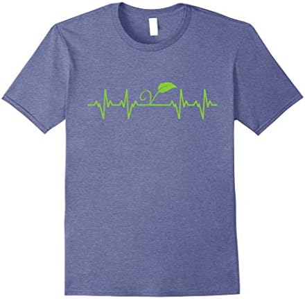 Mens Vegan Heartbeat T-Shirt Large Heather Blue