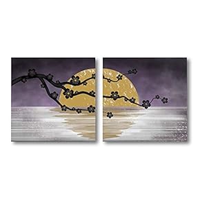 Canvas Wall Art Abstract Beautiful Flowers Plum Blossoms Painting Artwork for Home Prints Framed - 12"x12" x 2 Panels