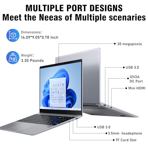 FUNYET Laptop, Notebook 2026 Laptop 15.6 Inch 8GB RAM 256GB SSD, 4425Y Processor, FHD 1920 x 1080 Display, Support WiFi 5, BT5.0, USB3.0 * 2, 5000mAh Battery Computer