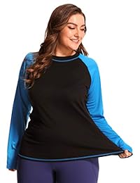 ATTRACO traje de baño suelto de manga larga para dama, talla grande, UPF 50+