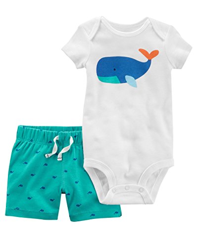 Carter's Baby Boys' 2-Piece Bodysuit &amp; Short Set (12 Months, Whale)