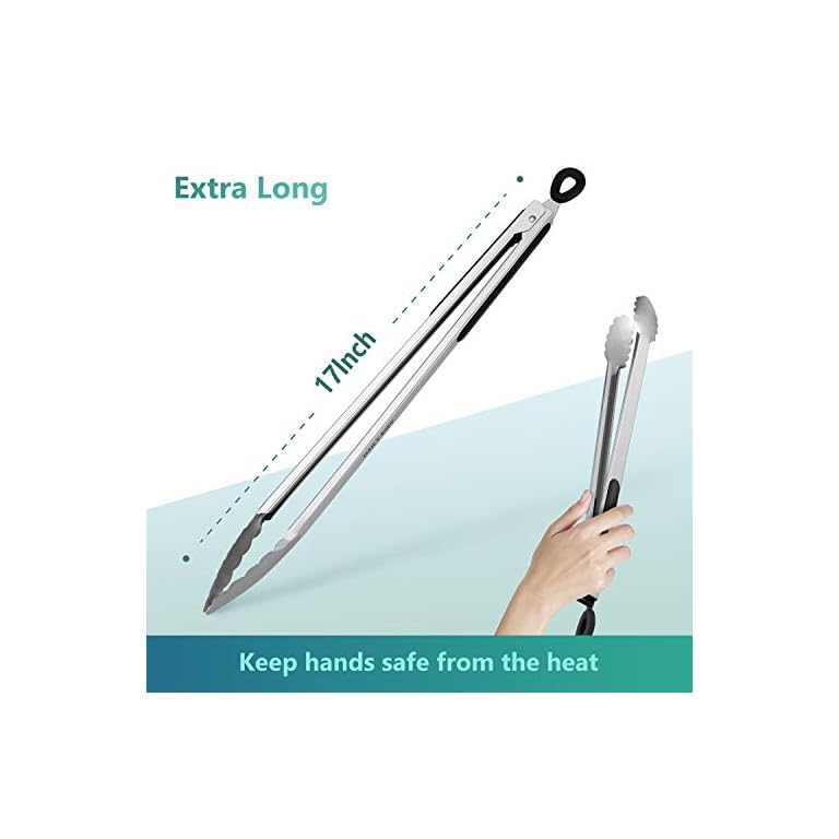 Home Grilling Grill Tongs, 17 Inch Extra Long Kitchen Tongs, Premium