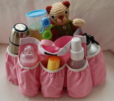 Diaper Bag Insert - Bag Organizer Blue and Pink DIMENSIONS: L: 14 INCHES H: 9 INCHES D: 4 INCHES