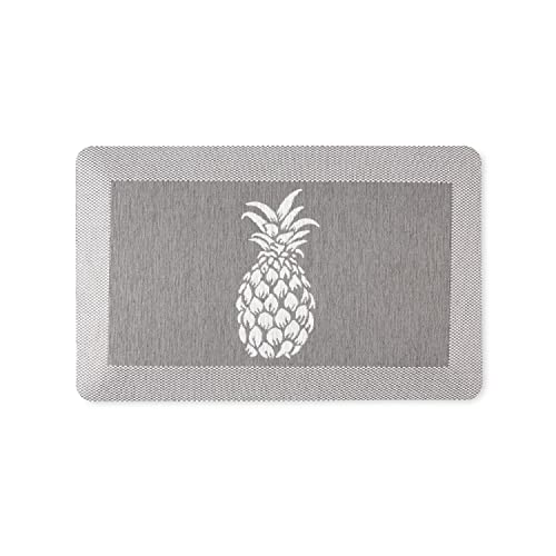 Martha Stewart Aloha Modern Pineapple Anti-Fatigue Air-Infused Kitchen Mat, Grey, 19.6