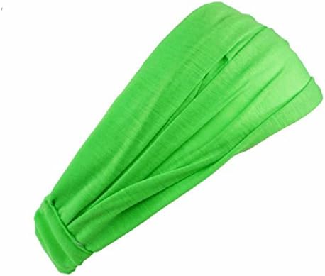 Ladies Cotton Hairband Head Band Headband Wrap Neck Head Scarf Cap 2 In 1 Bandana green Size fits all
