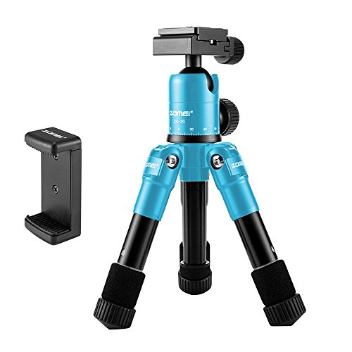 Zomei Lightweight Compact Aluminum Alloy Mini Desktop Tabletop Tripod with 360 Degree Panoramic Ball Head and Quick Release Plate for Canon Nikon DSLR Cameras and Iphone Samsung Mobile Phones(Blue)