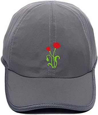 Men Trucker Cap Collegeadjustable Waterproof Outdoor Embroidered Poppy Flower Silhouette Flat Hat