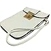 Le Bleu Bean Cell Phone Purse Leather Crossbody Case Cover Pouch Hand Bag for Smartphone (Pearl White)