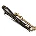 Aiyidi Strong Dog Chain Gold Leash Long 3FT 4FT 5FT 18K Stainless Steel 12mm Curb Cuban Link Dog Leash with Comfortable Genuine Leather Handle(Gold, 3FT)