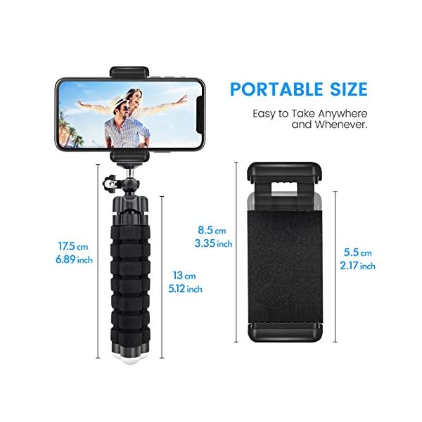 Lidasen Oktopus Handy Stativ, Flexibler Mini Stativhalter mit Bluetooth Fernbedienung, Tragbare Reise Kamera Handyhalterung Ständer, Mobiltelefon Selfie Tripod für iPhone/Android, GoPro, 4-8" Device – Bild 5