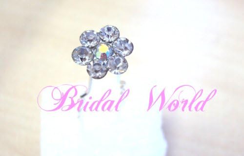 Bridal Wedding Beautiful Elegant 6 Pedals Crystal Flower Hair Pins Sticks [PACK OF 6]
