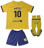 Da Games Youth Sportswear Barcelona Messi 10 Kids Away Soccer Jersey/Shorts Football Socks Set