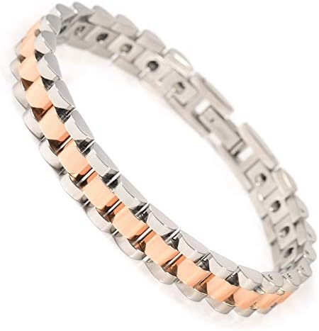 YINOX Rose Gold Couple Bracelet for Men Women with Hematite and Germanium