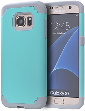 Galaxy S7 Case, SAUS [Heavy Duty] Lightweight 2 in 1 Hybrid Dual Layer with Hard Protective Case for Samsung Galaxy S7 (Green+Grey)