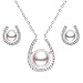 EVER FAITH 925 Sterling Silver CZ AAA Freshwater Cultured Pearl Horseshoe Necklace Earrings Set