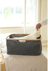 Brabantia 40L Foldable Laundry Basket Pepper Black Water Resistant Bamboo Rim view 9