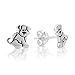 925 Sterling Silver Small Puppy Dog 11 mm Post Stud Earrings
