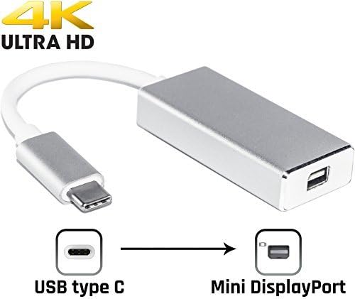 USB Type C Adapter to Mini DisplayPort, USB-C to Mini DP Adapter Cable, 4K@60Hz, Supports 4K UHD resolution for New Apple Macbook 2017 and Thunderbolt Interface Monitor, ChromeBook Pixel (Silver)