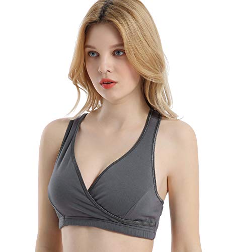 CAKYE 3PACK Women's Maternity Nursing Sleep Bra Breastfeeding Pregnancy Tank (Small, Navy/Dark Grey/Burgundy) - Thumbnail 5