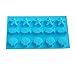 Poproo Seashell Silicone Candy Molds 15 Cavities Fish Seastar Shell Shaped Mould Decoration Chocolate Ice Cube Mold, Blue