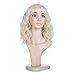MelodySusie Mid Length Curly Wavy Wig for Women, 17 inches Hair Replacements Wig with Bang, Synthetic Fiber, Natural as Human Hair, for Halloween Party Cosplay Costume, Wig Cap Included, Light Blonde