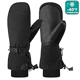 Andake Ski Mittens Gloves Men Down Mittens Waterproof Winter Snow Gloves for Skiing Snowboarding Hiking Riding Skating (S/M, Black)