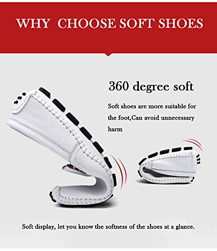 Lapens Men\'s Driving Shoes Leather Fashion Slipper Casual Slip On Loafers Shoes Men canvasmens Boat Loafer Flats Leather Gents Walking Trainers Shoes LPLFS8503-Wh41 White