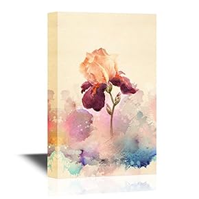 Leaf and Floral Abstract Flower on Watercolor Style Background