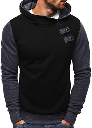 iOPQO Sweaters for Men, Casual Fall Zipper Button Hooded Blouses Sweatshirts
