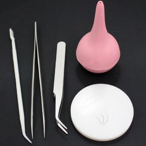 5 in 1 False Individual Extension Eyelash Air Pump Jade Stone Tweezers Makeup Tool Kit Set by RY