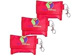 CPR Face Mask Key Chain Kit - One way Valve and Face Shield Mask Kit with Gloves (Pack of 3)