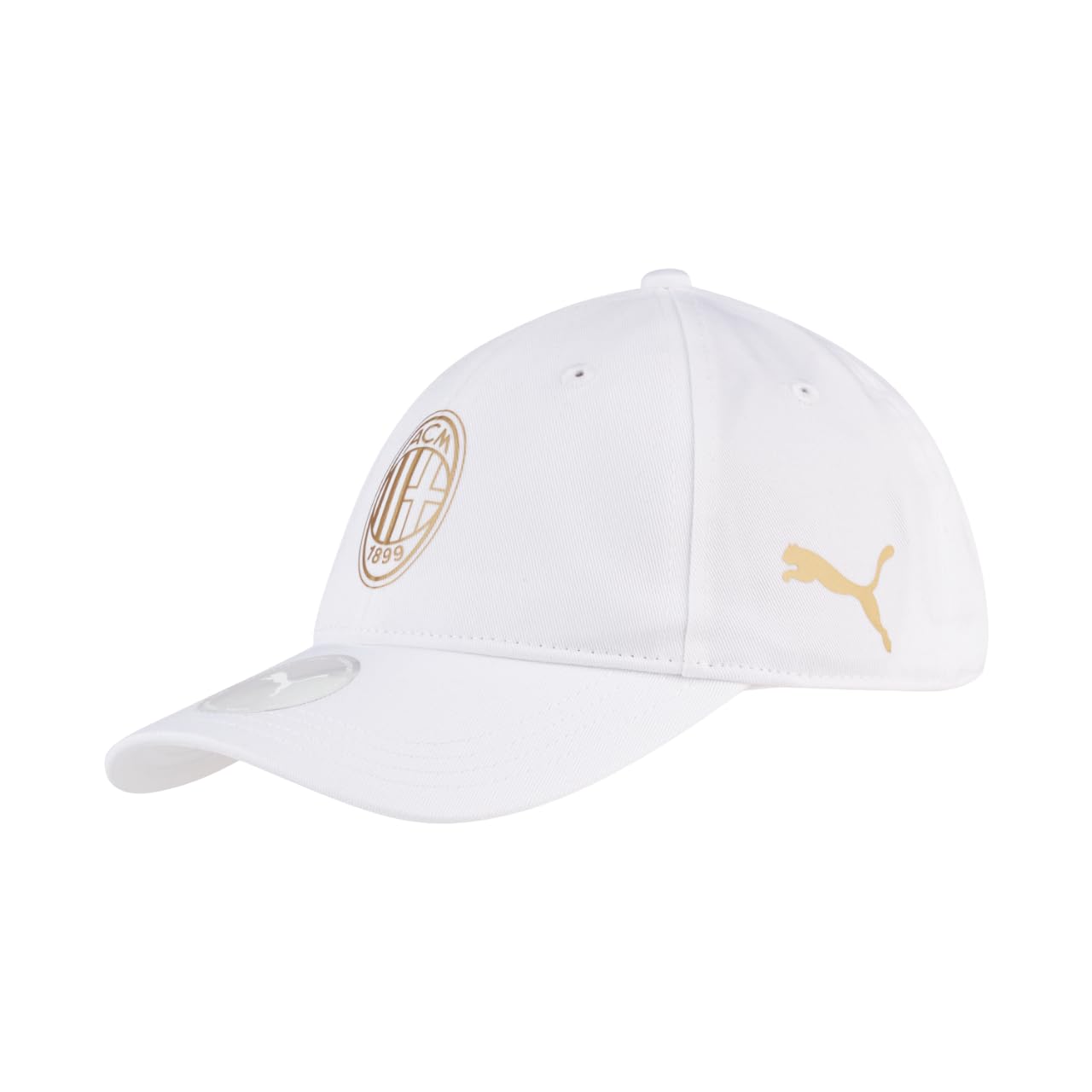 AC Milan Hat with Visor, Classic Summer Cap with Official Logo, Unisex Cap, Adjustable White/Gold