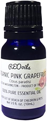 Organic Pink Grapefruit Essential Oil From The USA, Citrus Paradisi 10 mL, Euro Dropper, by REOoils