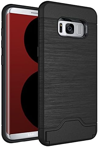 Samsung Galaxy S8 Case,Material TPU+PC with drop-resistant, non-slip, shockproof, can be contained with card casings/holders and cash, installed with supportive stand(Black)