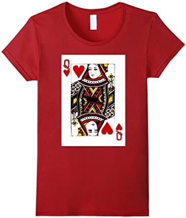 Women's Queen of Hearts Playing Card Tee Shirt Small Cranberry
