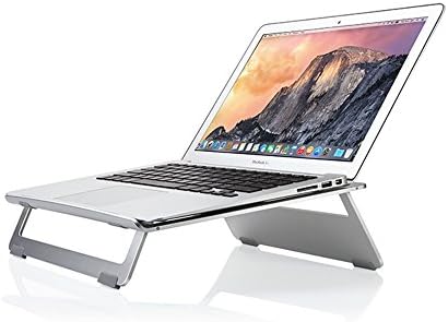 DBF Folding Portable Stand For PC Laptop and Macbook Air Macbook Pro iPad Pro , Aluminium Adjustable , Cooling Universal Stand (Silver)
