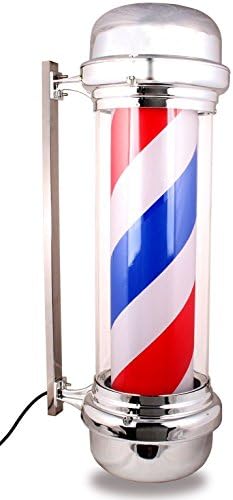27" Barber Pole LED Light Red White Blue Stripes Rotating Hair Salon Spa Shop