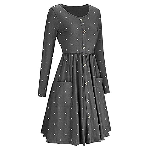 Londony ♥‿♥ Women's Casual Dot Prints Fit Flowy Simple Swing T-Shirt Loose Tunic Dress 815
