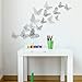 72 Pieces 3D Butterfly Wall Decals Sticker Wall Decal Decor Art Decorative Sticker 3 Sizes for Room Home Nursery Classroom Offices Kids Girl Boy Bedroom Bathroom Living Room Decor (Silver)