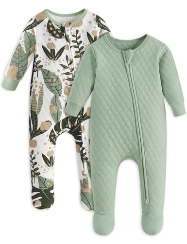 Yoofoss Baby Pajamas Organic Cotton Baby Winter Clothes Warm Newborn Sleepers for 0-3 3-6 6-9 Months, Quilted Footed Pjs