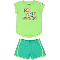 New Balance Baby Girls' Athletic Tee and Short Sets, Jade/Lime Glo, 12 Months